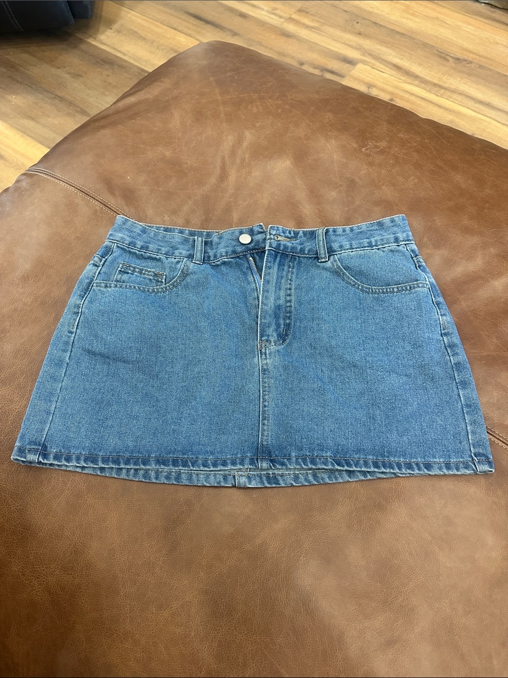 SHEIN Light Blue Denim Mini Skirt